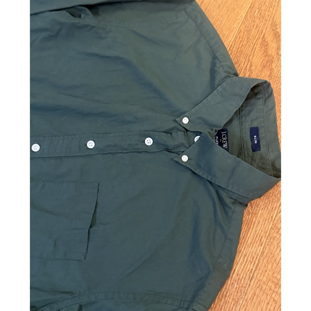 J.Crew Mens Hunter Green Long Sleeve Slim Button-Up Shirt Size Large Casual